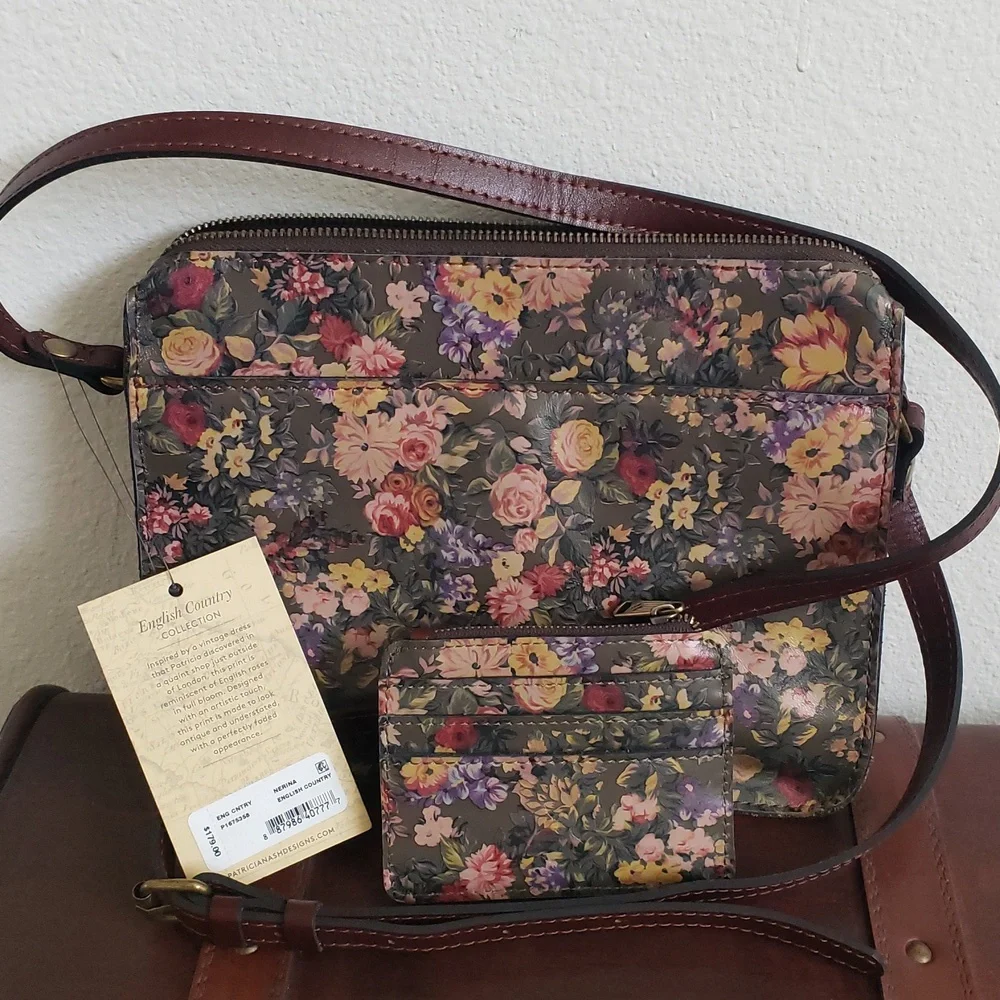 Patricia Nash Nerina Crossbody & Cassis RFID Leather Wallet English Country - Picture 13 of 16